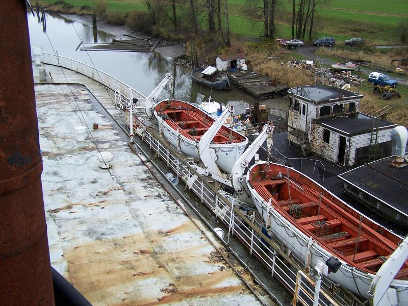 Looking aft at the port side of the Sidney from the fun...