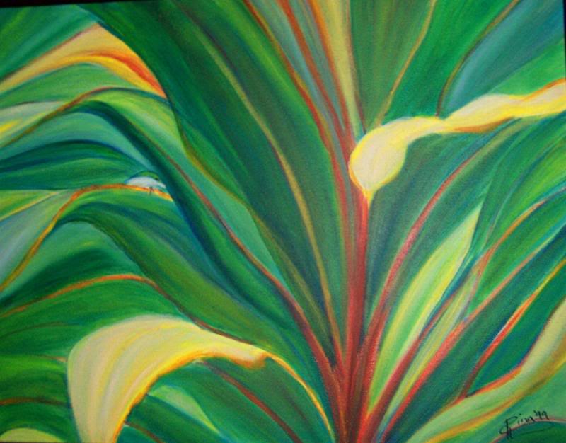 Painting - "Ti Leaves Too"
