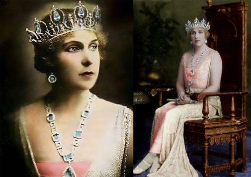 Queen Ena's Aquamarine Parure circa 1924