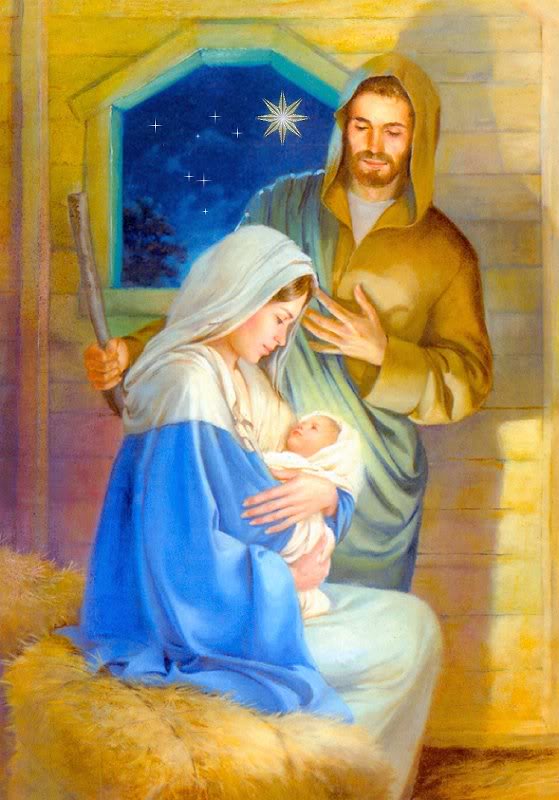 Holy Family in stable
