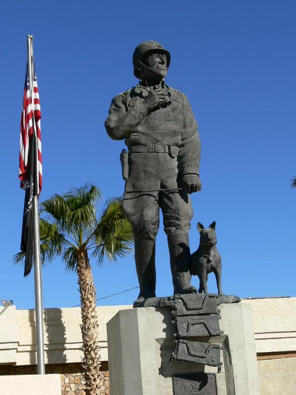 Statue of Patton and his dog