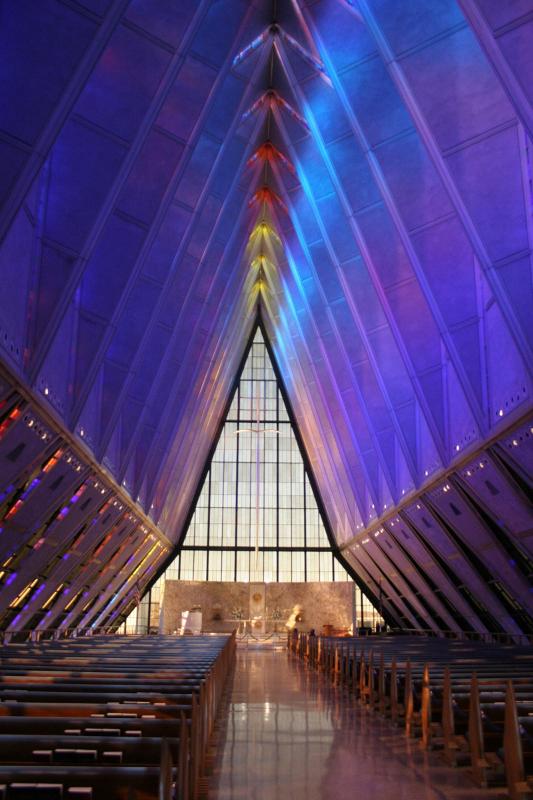 Inside the Protestant Chapel at the US Air Force Academ...