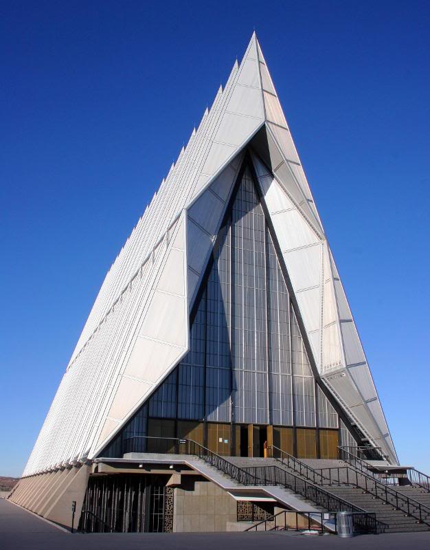 More frontal view of the Cadet Chapel at the US Air For...