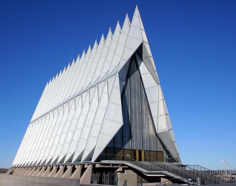 Outside the US Air Force Academy Cadet Chapel, Colorado...