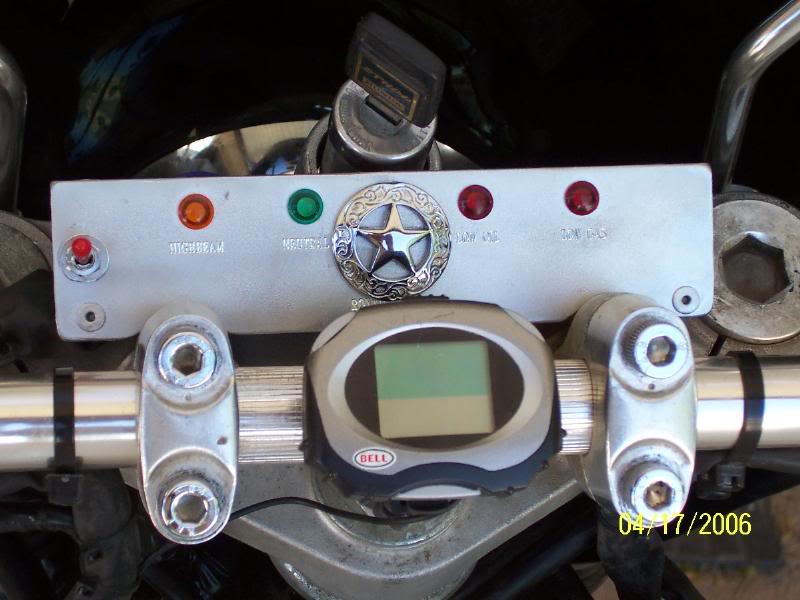 Dash area with LED lights for High Beam, Neutral, Low O...