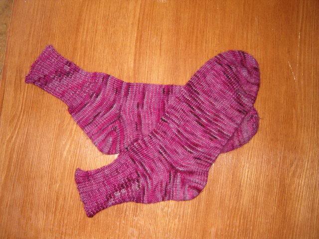 Toe Up Raspbery House Socks