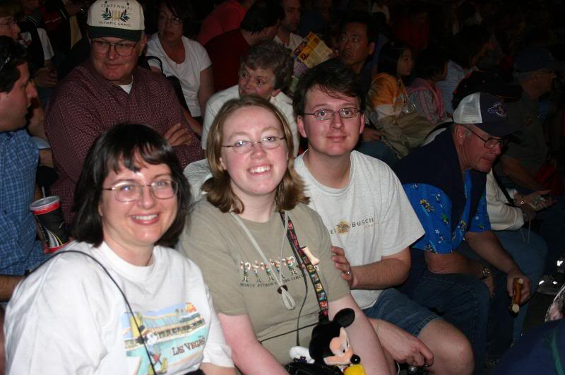 Tracey, Kelly and James wait for Fantasmic!