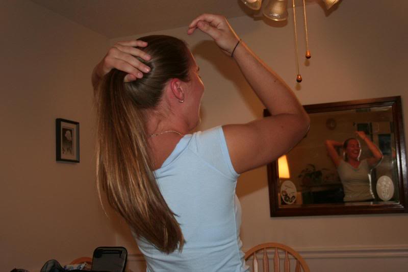 Pulling the hair back