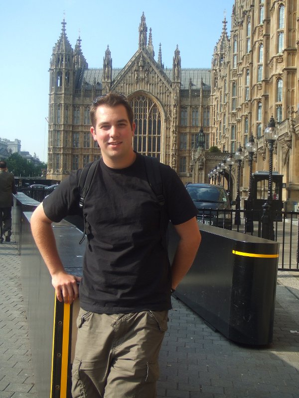 J-dog in front of parliament