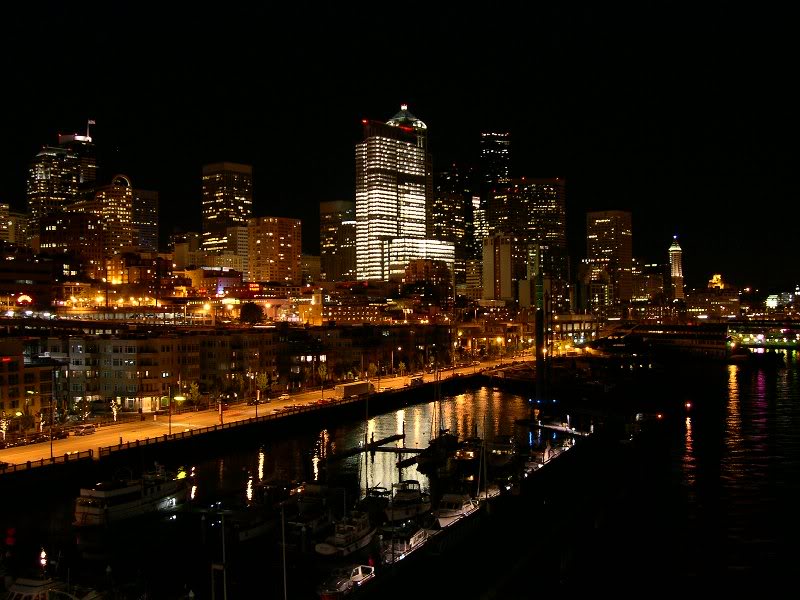 Seattle skyline at night from the Sun