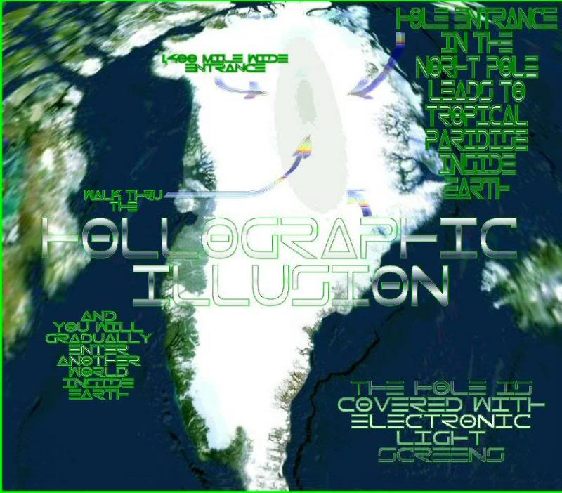 North Pole Hole has electronic light screening of a hol...