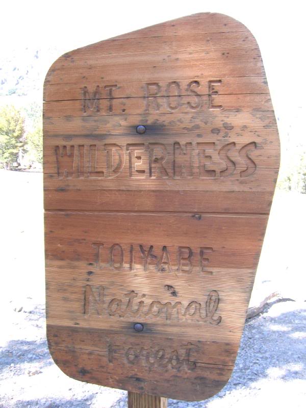 Mt. Rose Wilderness Sign