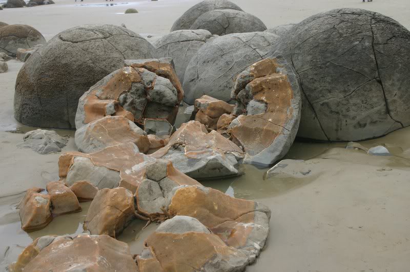 Inside look of one of the Moeraki Boulders, New Zealand