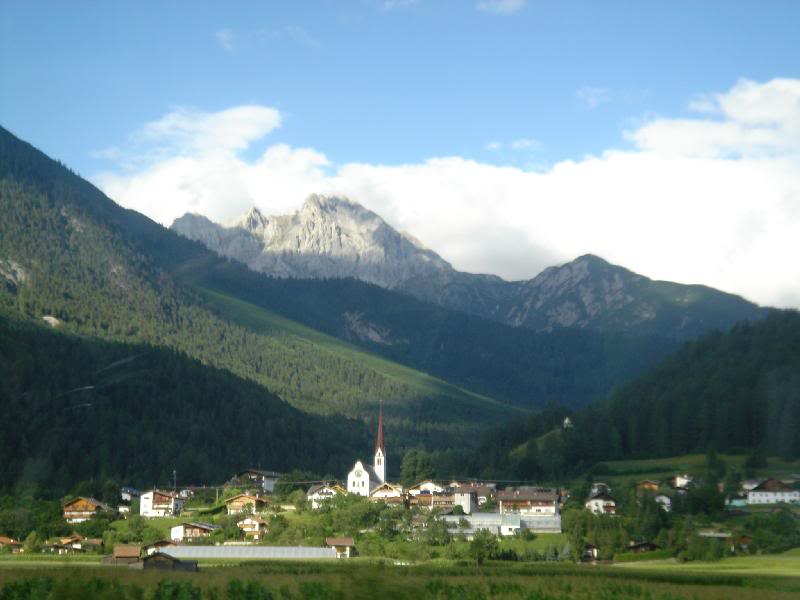 A small town underneath the mountians. It's beautiful~