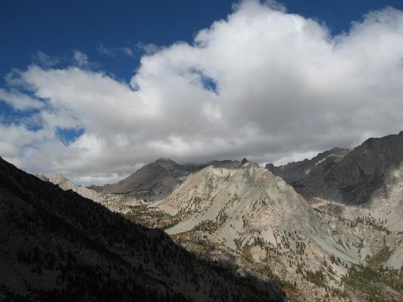 Kearsarge Pass, Gould in the clouds, Dragon's Tooth an...