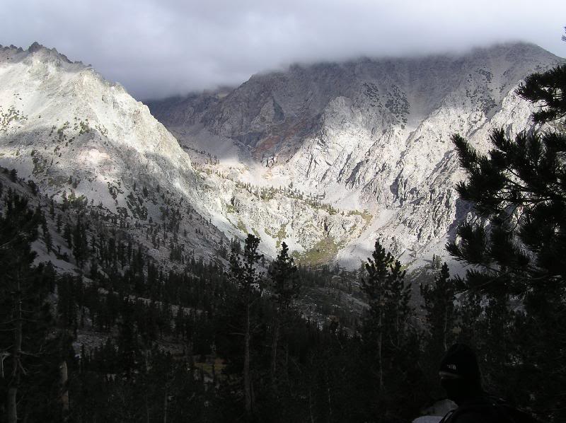 Looking up towards Kearsage Pass - cloudy morning