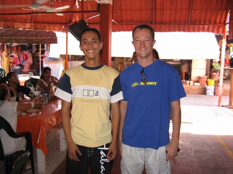 With Pablo,waiter at the restaurant in Cancun