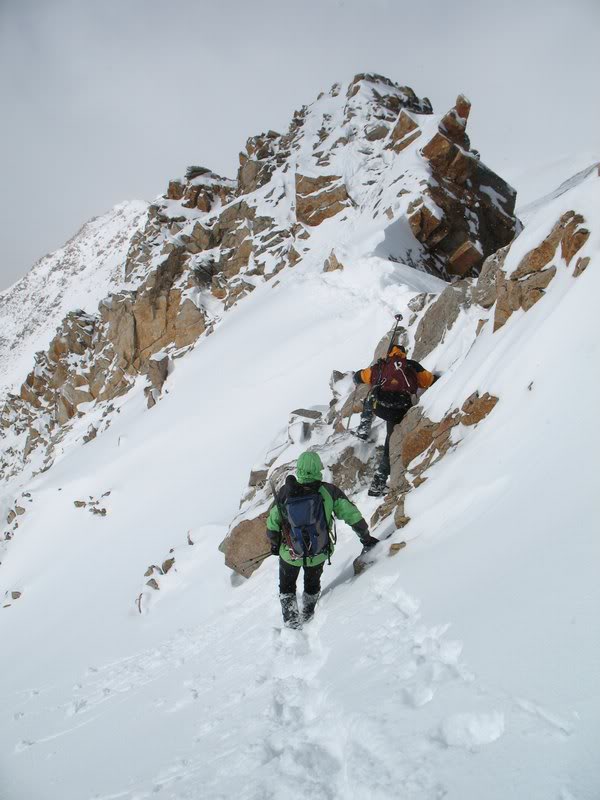 Traversing back over Ervin's west ridge