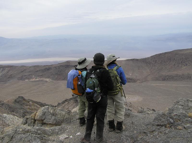 Cori, Tamara, and Norma look towards the Albatross