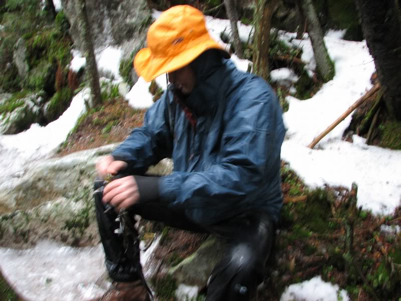 HarryK putting on crampons finally!