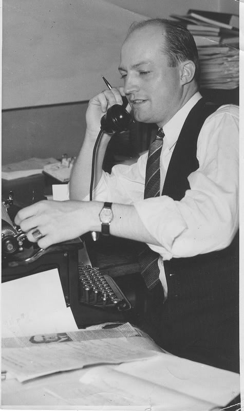 John Thornton Walker (Aviation Editor) at work wilth I...