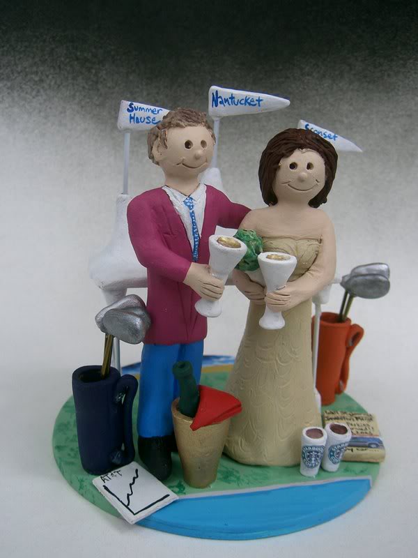 Beachside Golfers Wedding Cake Top
