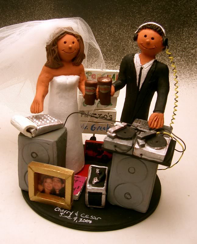 Custom wedding cake topper for a dj