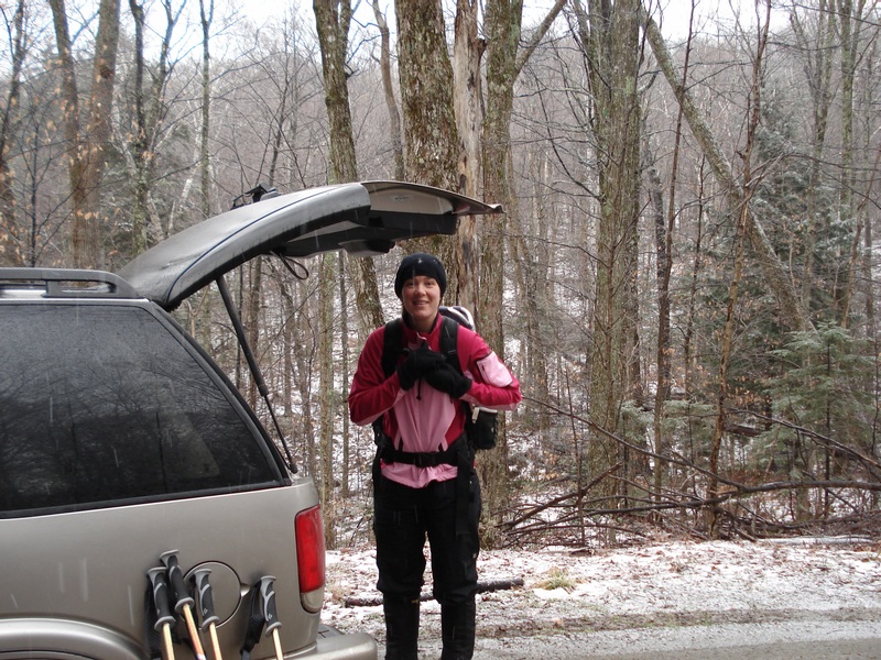 Sister getting ready at Lincoln Gap Road