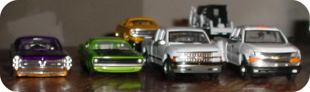 Close up of pickups and show cars