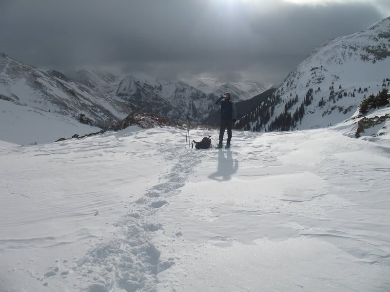 Dominic in flat basin at head of Eureka Gulch