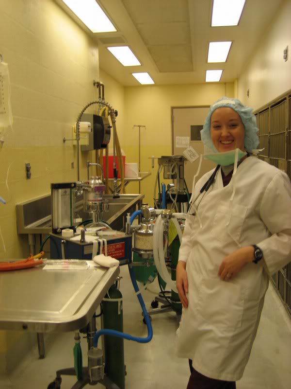 Dr. Kennedy tending to her equipment