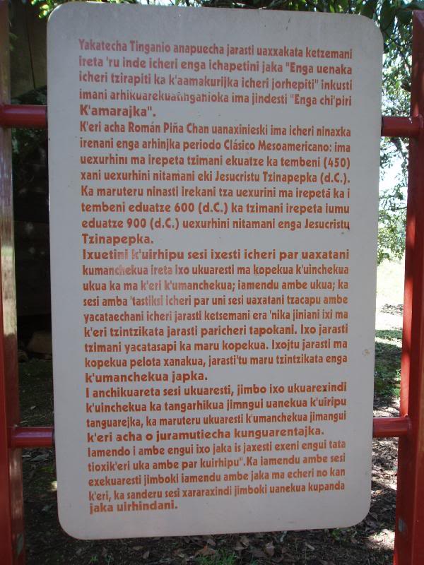 Plaque at Tingambato Entrance (Indigenous)