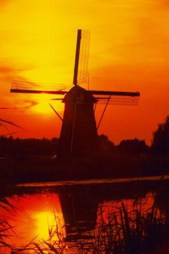 Windmill and sunset