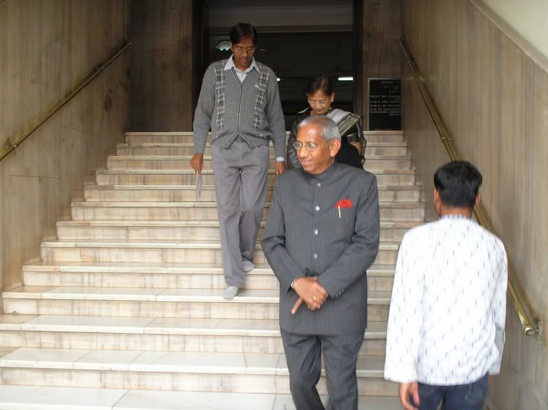 Honorable Justice R C Lahotiji coming out of Temple