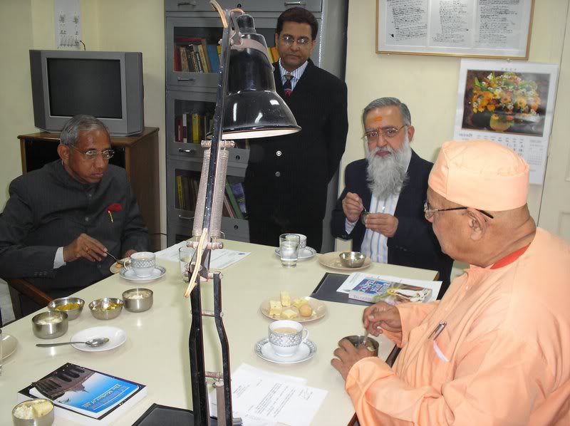 Honorable Justice R C Lahotiji with Revered Swami Gokul...