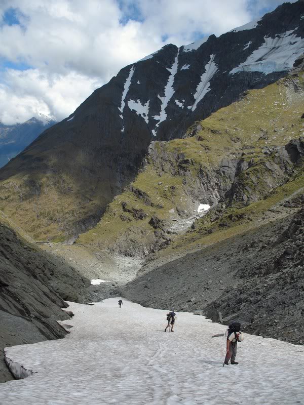 Day 2 - Coming up a snow patch in a gully