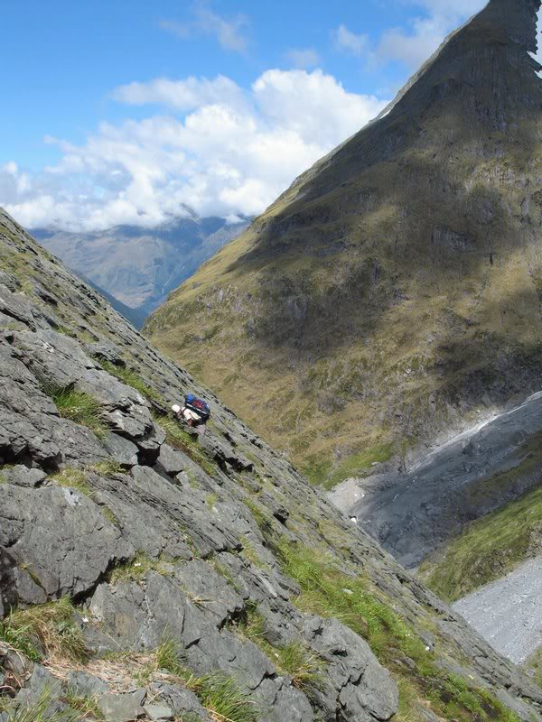 Day 2 - Coming up a steep rock slab