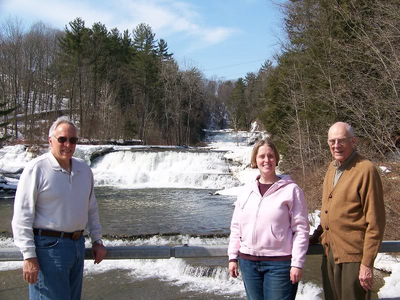 David, Becky, Grandpa Weber at Wiscoy Falls