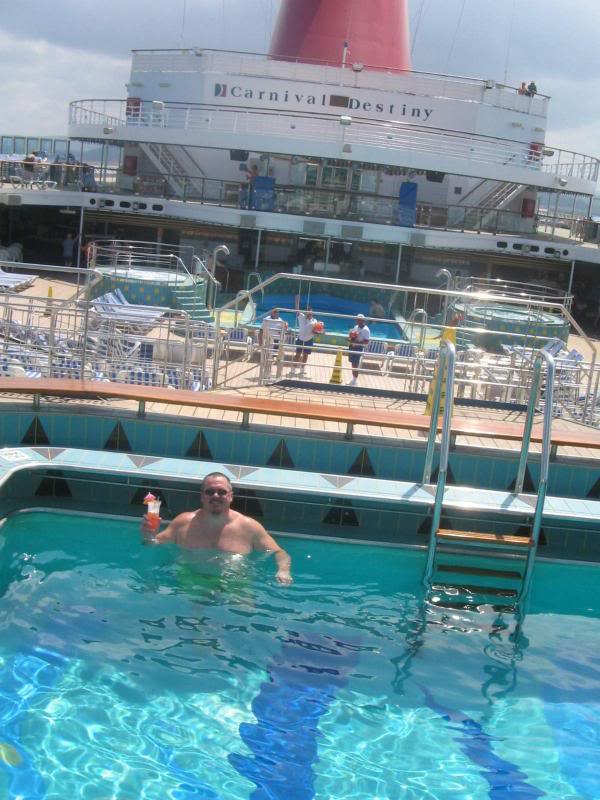 First one in the small pool (base of slide)!