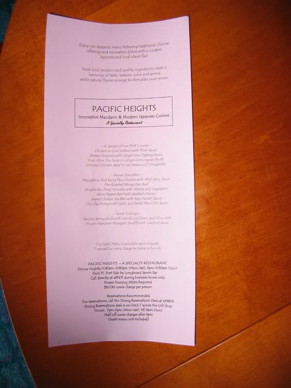 Pacific Heights Menu