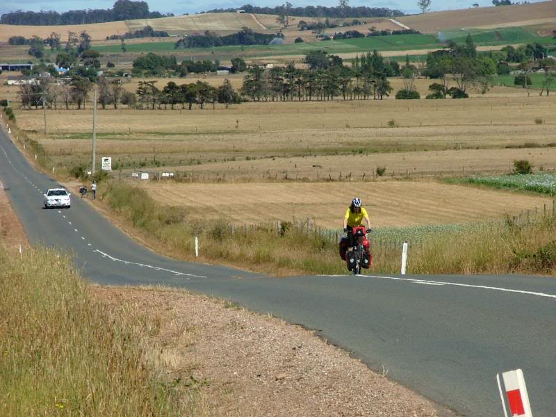 Margaret climbing the hill