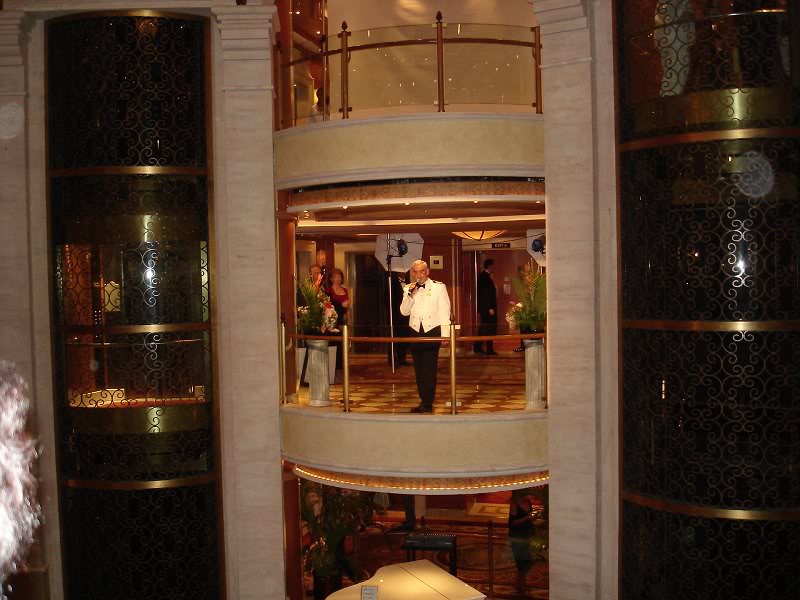 The "Crown Princess" captain in the balcony