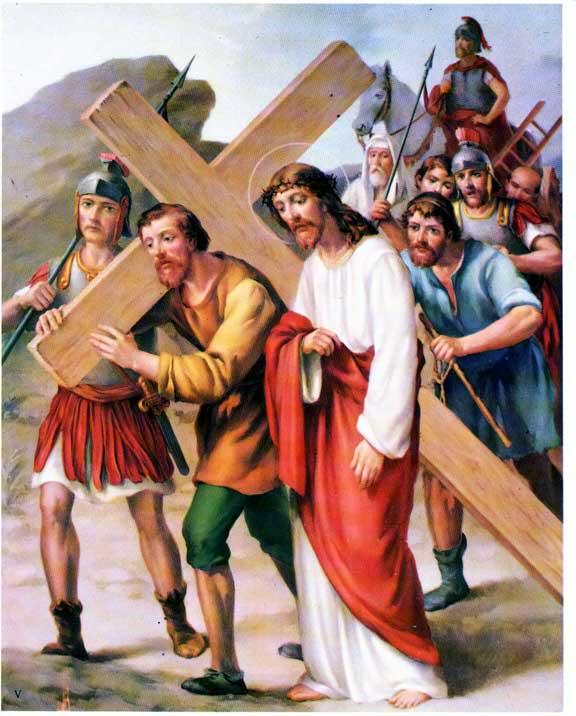 perhentian5 Yesus Ditolong Oleh Simon Dari Kirene