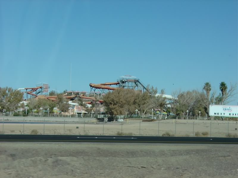 a rusty water park - in the middle of the desert