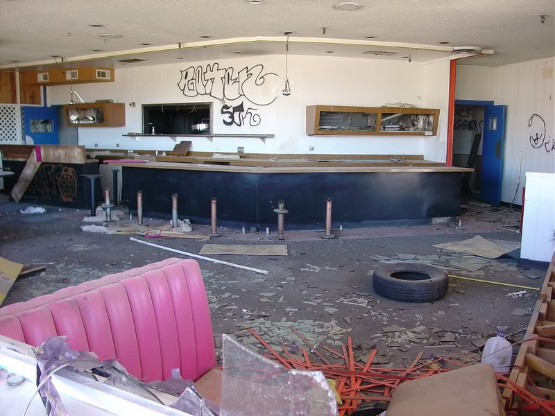 the stool seats are gone - and a tire??