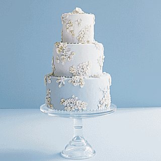 blue brocade wedding cake