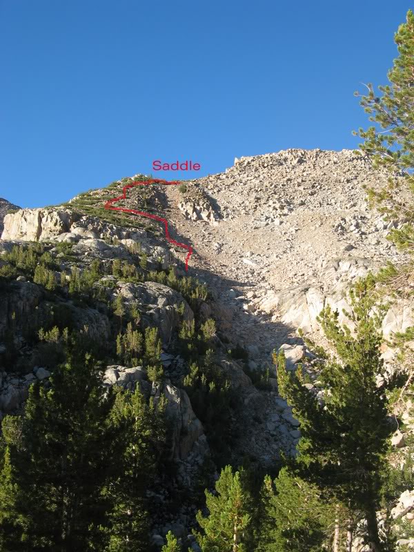 Saddle is waymarked on map