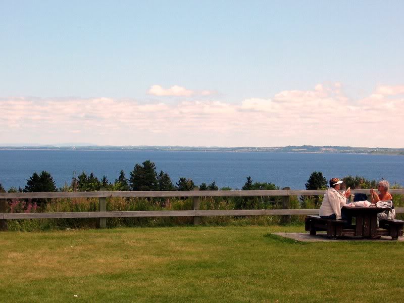 Deux dames d�nant au bord du lac