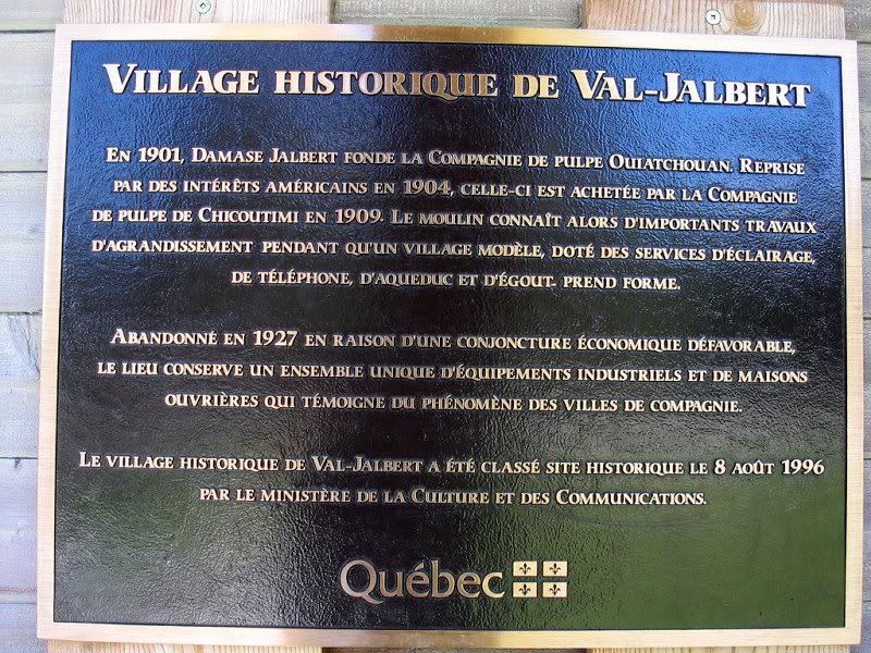 Val-Jalbert - Plaque historique