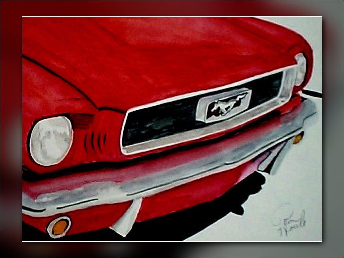 1965 Mustang Watercolor Painting by Ron Houle